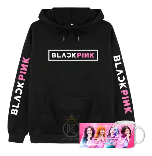 Poleron Black Pink + Tazon Mug - Kpop Musica Moda - Estampaking