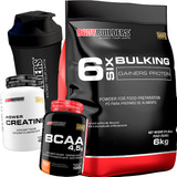 Kit Hipercalórico 6 Bulking 6kg + Creatina + Bcaa + Shaker Sabor Baunilha