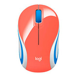 Logitech Mouse M187 Mini Inalambrico Nano Receptor Coral 