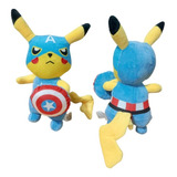 Peluche Pikachu - Superheroe  Capitan America, 30cm 