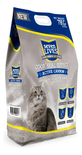 Arena Seven Lives Odor Seal / Active Carbon 7kg X 7kg De Peso Neto