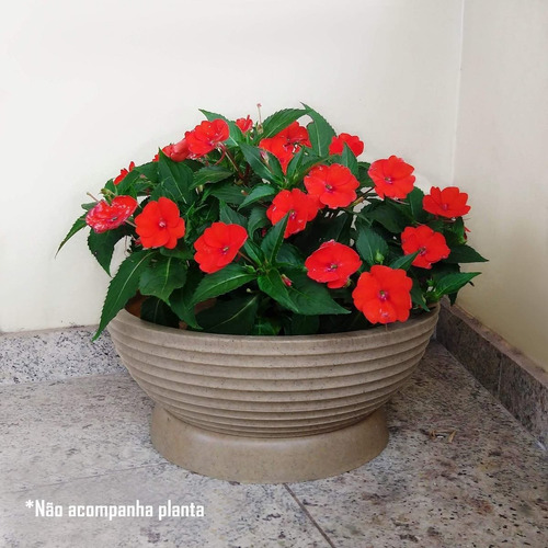 1 Vaso Bacia D Planta + Prato Resina Fibra Polietileno 40x14