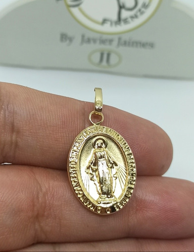 Medalla Virgen Milagrosa En Oro De 18k Ley 750 De 21mm Alta 
