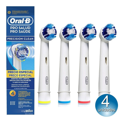 Refil Para Escova De Dente Elétrica Oral-b Com 4 Unidades - Precision Clean - Original