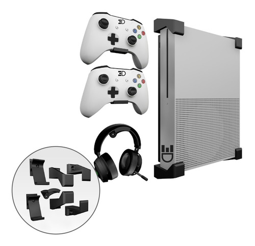 Kit Gamer Completo Bases De Controles, Audífonos Y Consola