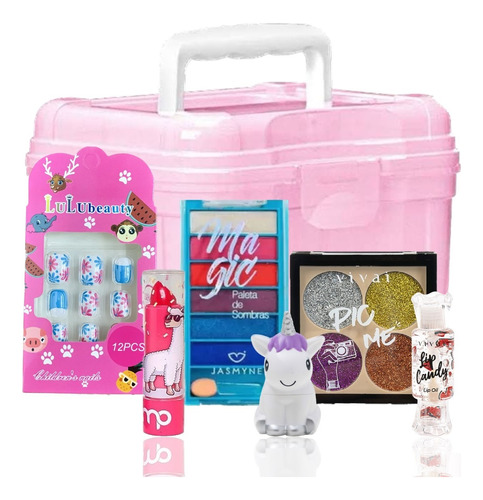 Maleta Kit Maquiagem Infantil Completa Presente Menina Unhas