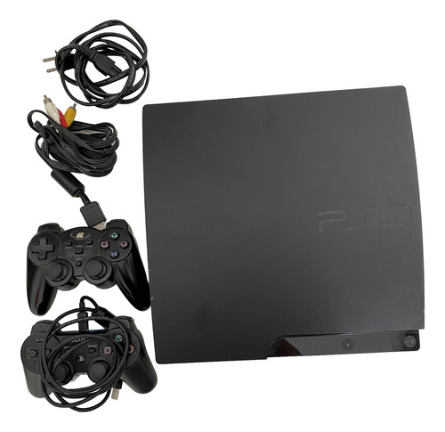 Sony Playstation 3 Slim 256gb Sony Cech 3001 A, 1 Bastão, 1 Pistola, 1 Câmera, 3 Cabos, Promocao Só Hoje 
