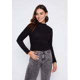 Sweater Mujer Negro Cuello Alto Soft Family Shop