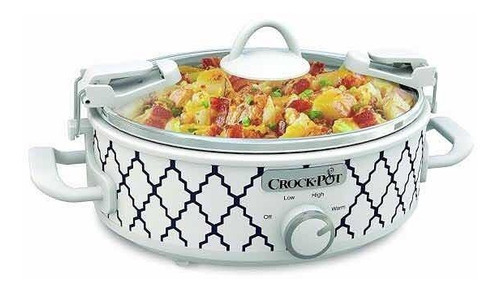 Crockpot Mini Cacerola De 2,5 Cuartos, Olla De Cocción Lenta Color Blanco/azul