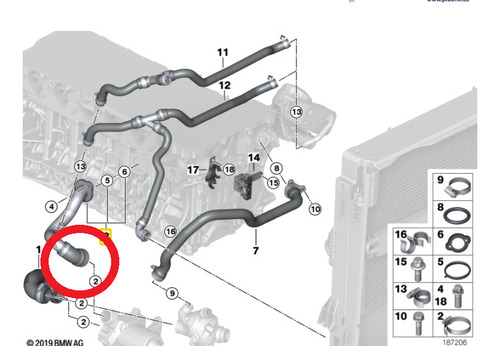 Manguera Reparacin De Bomba De Agua Bmw Z4 E85 2.5si N52 Foto 2