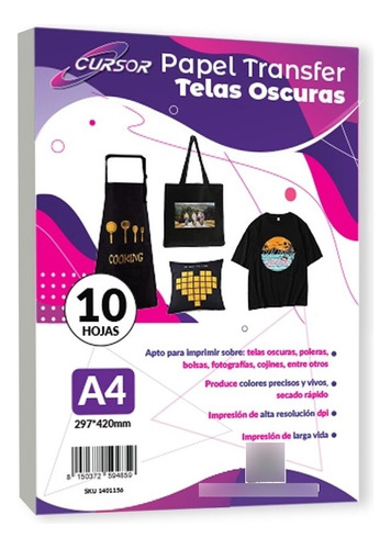 Papel Transfer Premium Telas Oscuras 30hojas Envio Inc.   