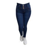 Jeans Levanta Cola Efecto Push Up Tiro Alto 3 Botones Mujer