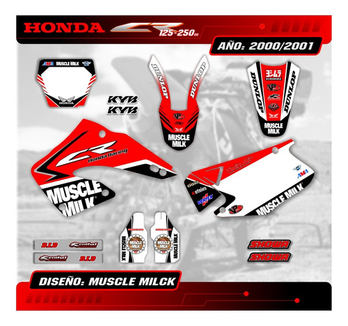 Kit Calcos Grafica Honda Cr 125/250 - 2000/01 Gruesas