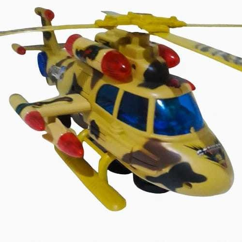Brinquedo Helicóptero De Guerra Bate E Volta Com Luz E Som !