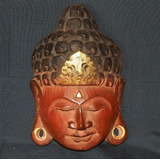 Mascara Buda Esculpida Madeira Tailandia