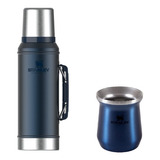 Set Combo Matero Stanley Termo Azul 950 Cc + Mate Termico