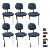Kit 6 Cadeiras Fixa Para Escritório Secretaria Pé Palito Js