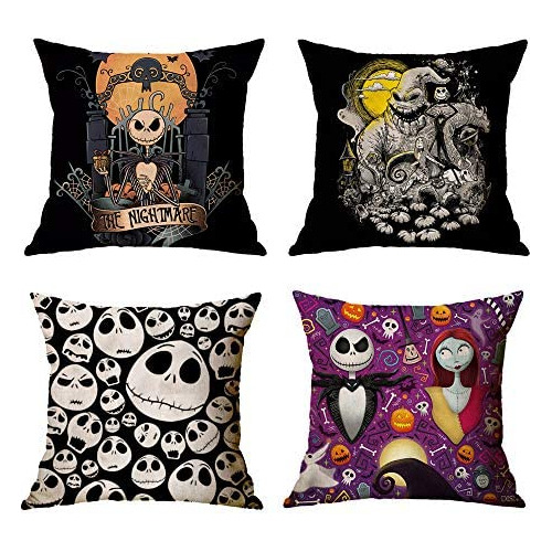 Oceancube Halloween 4pcs Funda De Almohada Dibujo Anima...