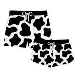 Kit Casal Short Praia Animal Print Vaca Estampado Ref0320