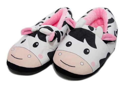 Pantufa 2d Fenix Preta E Rosa Meninas Vaquinha Infantil