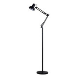 Luminária 1,9m Articulada Chão Pedestal Coluna Lustre Metal Cor Da Cúpula Preto Cor Da Estrutura Preto