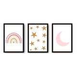 Cuadro Decorativo Infantil Luna Estrella Arcoiris Bebe Niña