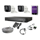Kit Dvr Profesional Completo4ch+2cam Fhd+1tb+cable Hikvision