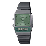 Reloj Casio Unisex Aq-800ecgg-3a Color De La Malla Gris Color Del Bisel Plateado Color Del Fondo Verde