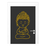 Adesivo Para Porta Amarelo Buda Meditando
