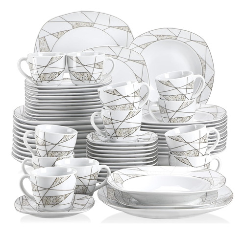 Set De Platos Vajilla Blanco Marfil Porcelana 60 Pz Naturale