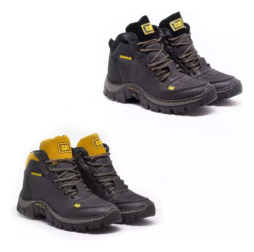 Kit 2 Pares Bota Caterpillar Amarelo E Preto