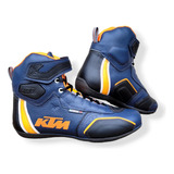 Bota Moto Ruta Facus Ktm B05 Azul Con Naranja,blanco Y Negro