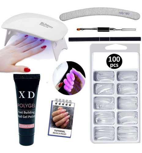 Kit Polygel Poligel Alongamento De Unha Cabine F1 Tip Lixa