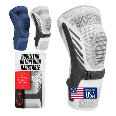 SPORTIFY Rodillera Ortopédica Ajustable – Soporte para Menisco y Dolor de Rodilla, Estabilidad con Cintas de Ajuste para Recuperación y Uso Diario Blanco\u002Fnegro M | Meses sin interés