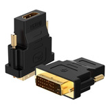 Adaptador Hdmi Dvi Macho A Hdmi Hembra 24+1 Pines Para Video