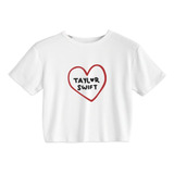 Crop Top Blanco Algodon - Taylor Swift - Corazon Aesthetic