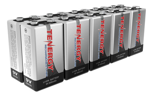 Tenergy 9v 600mah Li-ion Bateras Recargables, 10 Pcs, 1