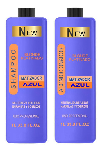 2 X 1 Litro Shampoo Y Acondicionador Matizador Azul