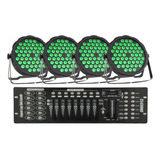 4 Canhao Refletor Par 64 Rgb 54 Leds 3w Triled + Mesa Dmx