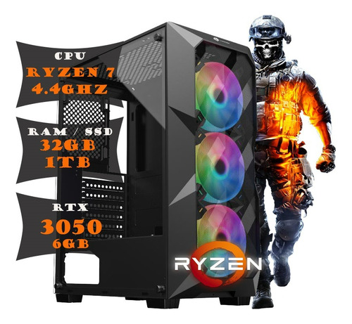 Pc Cpu Gamer Amd Ryzen 7 32gb Ssd 1tb Gforce Rtx 3050 600w