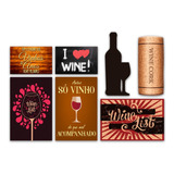 Kit 7 Placas Decorativas Bebidas Frases Vinhos Wine Bar