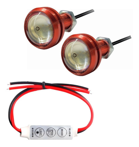 Kit Parafuso Led 23mm 2pçs + 1 Central Strobo 12v Dimer