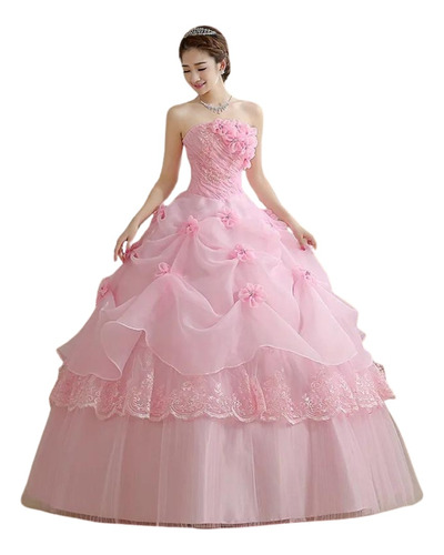 Vestido De Quinceañera Novia Princesa Matrimonio  Color Rosa