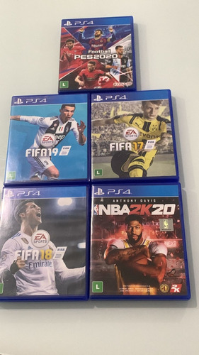 Combo De Jogos Ps4 Pes20, Fifa 19, Fifa 18, Fifa 17 Nba 2k20