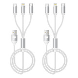 Cable De Carga Multiple, Cable Usb Multiple De Nailon Trenza