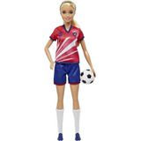 Muñeca Barbie Fútbol Con Cola De Caballo Balon Y Uniforme