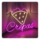 Letrero Crepas Luz Neón Led Negocio Decorativo 50cm