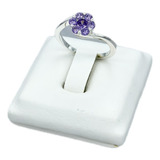 Anillo Cintillo Plata 925 Flor Piedras Italian Collection