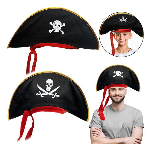 Chapéu Pirata Capitão Fantasia Halloween Carnaval Evento