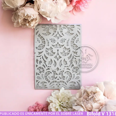 50 Invitaciones Corte Laser Modelos Bifold V 13x18cm Mates - Bifold V 1318-012 | Envío gratis